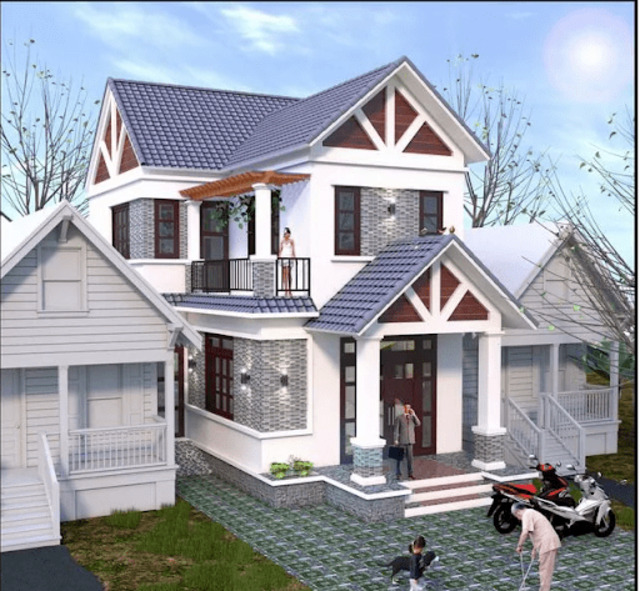 mẫu nhà phố mái ngói 11