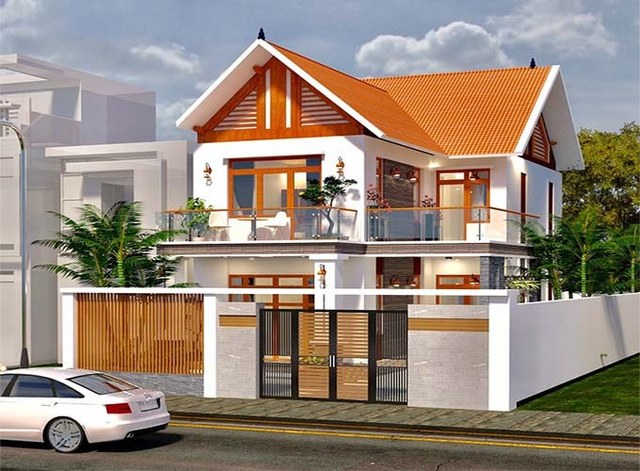 mẫu nhà phố mái ngói 2