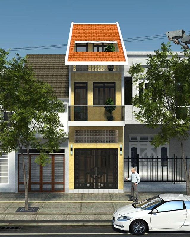 mẫu nhà phố mái ngói 3