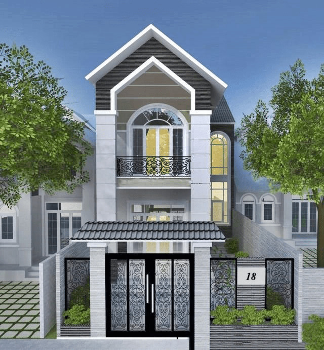 mẫu nhà phố mái ngói 9