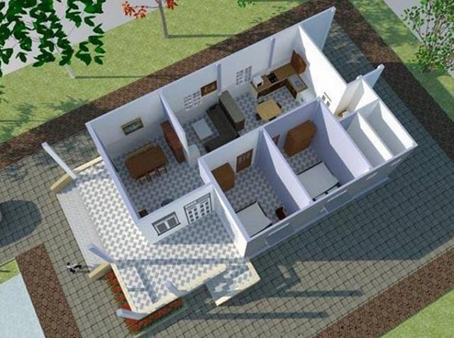 Nhà cấp 4 mái thái 5x20 2