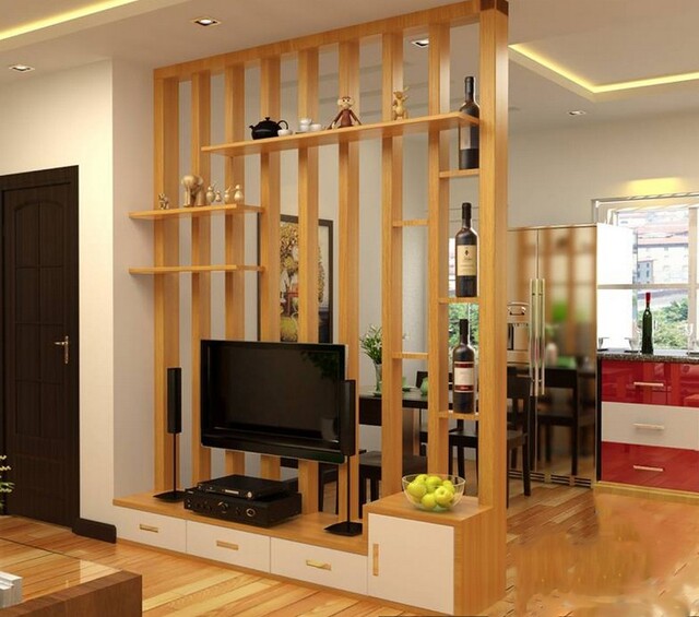 vách ngăn để tivi 