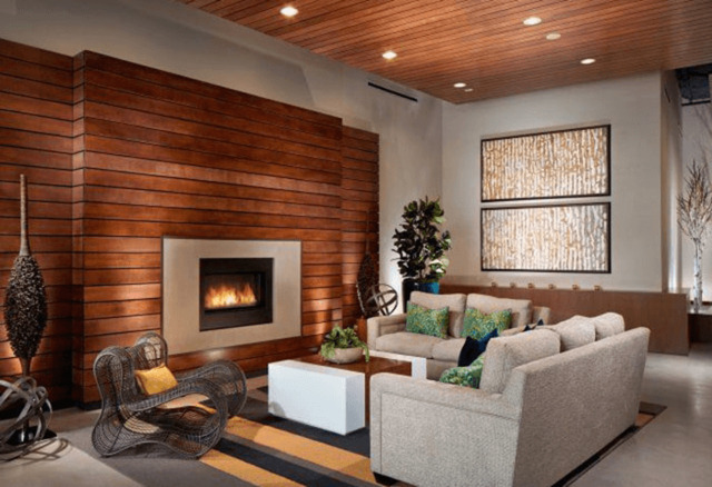 mẫu gỗ ốp tường phòng khách 12