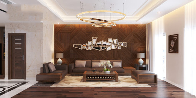 mẫu gỗ ốp tường phòng khách 14