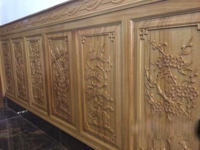 mẫu gỗ ốp tường phòng khách 9