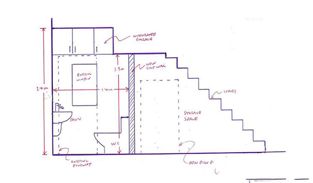 Bản vẽ nhà vệ sinh dưới gầm cầu thang 2