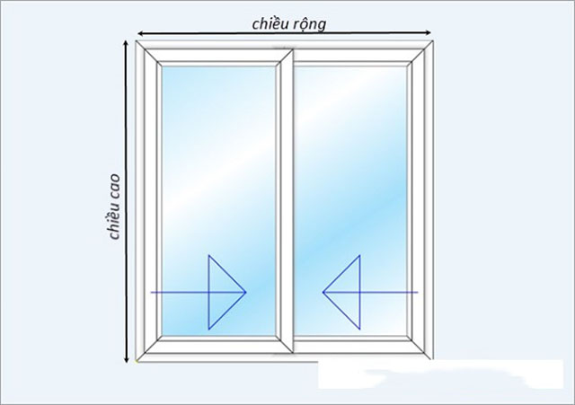 Kích thước cửa sổ 2 cánh