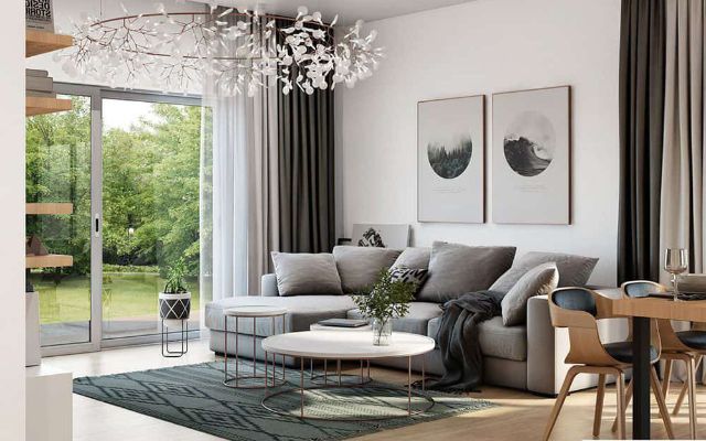 mẫu nội thất đỗ sồi phòng khách 1