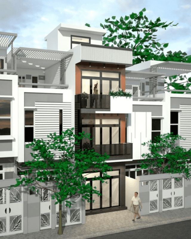 Mẫu thiết kế nhà ống 2 tầng đẹp 500 triệu có 4 phòng ngủ