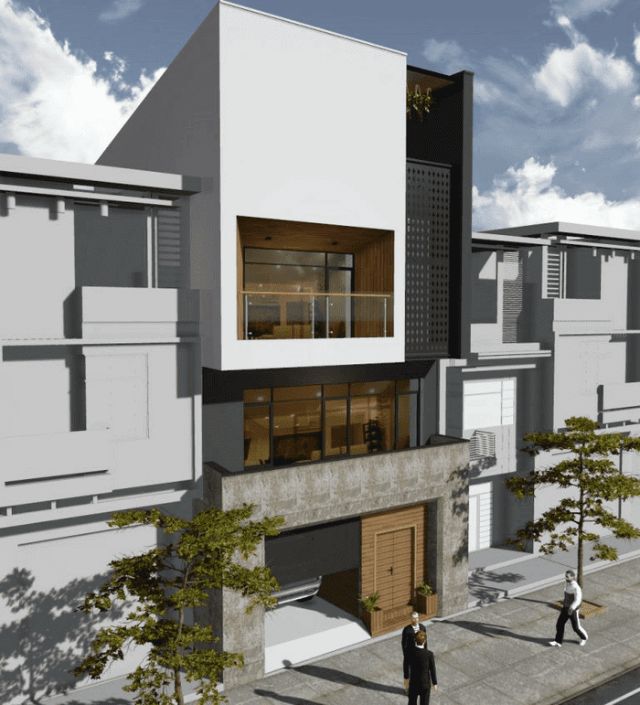 Xây nhà 2 tầng chứa garage xe