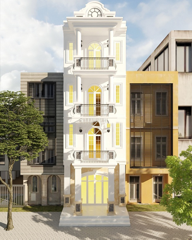 nhà phố tân cổ điển 4 tầng 5