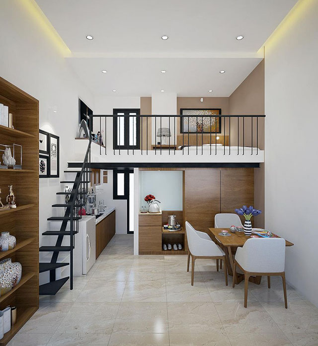 Thiết kế nhà nhỏ đẹp có gác lửng