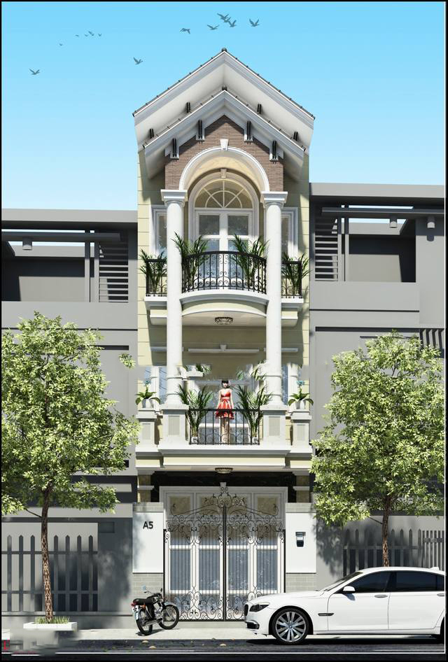 Nhà phố bán cổ điển mái kép 1