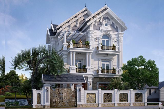 Nhà phố bán cổ điển mái kép 2