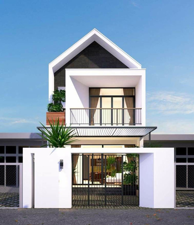 Mẫu nhà ống 2 tầng mặt tiền 4m mái thái