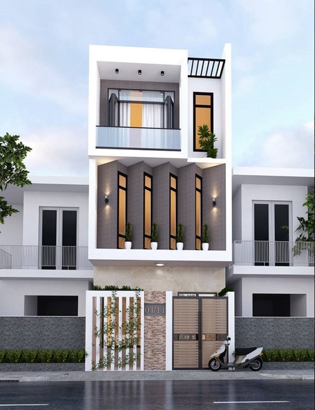Mẫu thiết kế nhà ống đẹp 3 tầng mặt tiền 4m hiện đại 2