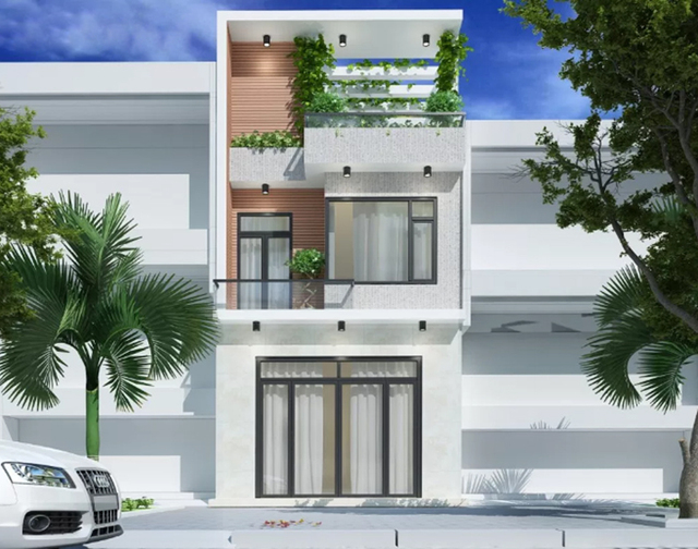 mẫu nhà phố 2 tầng 1 tum