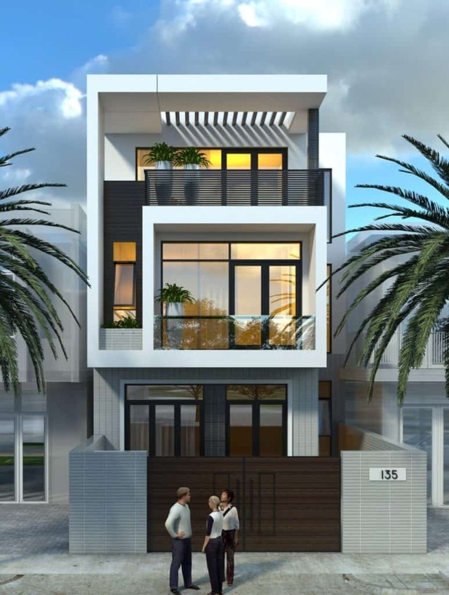 nhà ống 2 tầng phong cách hiện đại