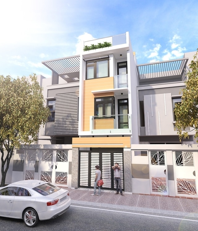 Mẫu thiết kế nhà ống đẹp 3 tầng mặt tiền 4m hiện đại 2