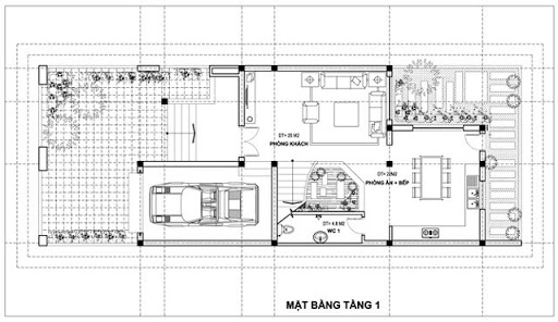 Phân tích bày trí nội thất nhà phố mặt tiền 7m 4 tầng với kích thước 7x18.5m