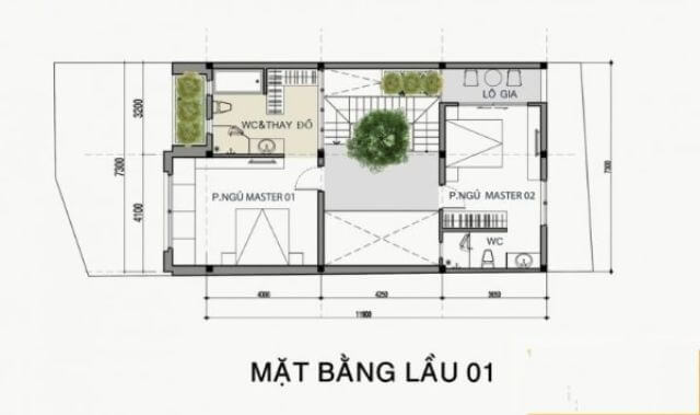 mẫu nhà 2 tầng mặt tiền 8m đơn giản 1