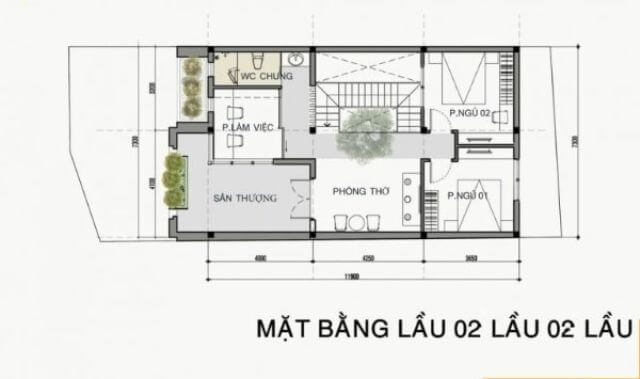 mẫu nhà 2 tầng mặt tiền 8m đơn giản 2