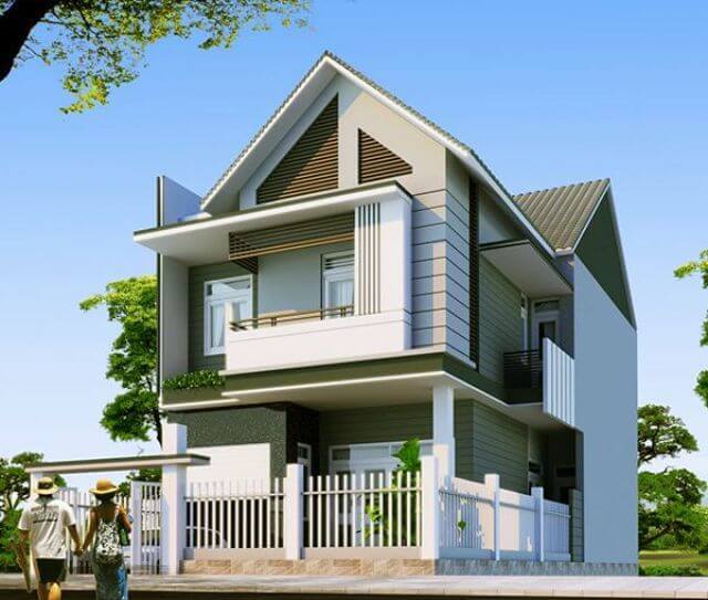 Mẫu nhà 2 tầng 8m mặt tiền 3