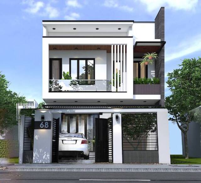 mẫu nhà phố mặt tiền 8m 2 tầng 3