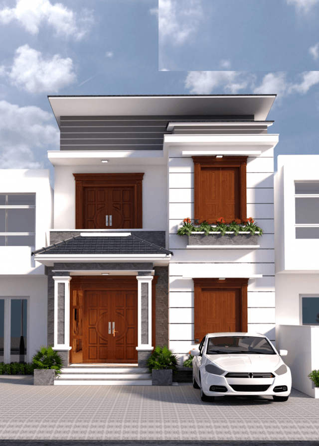 mẫu nhà phố mặt tiền 8m 2 tầng 4