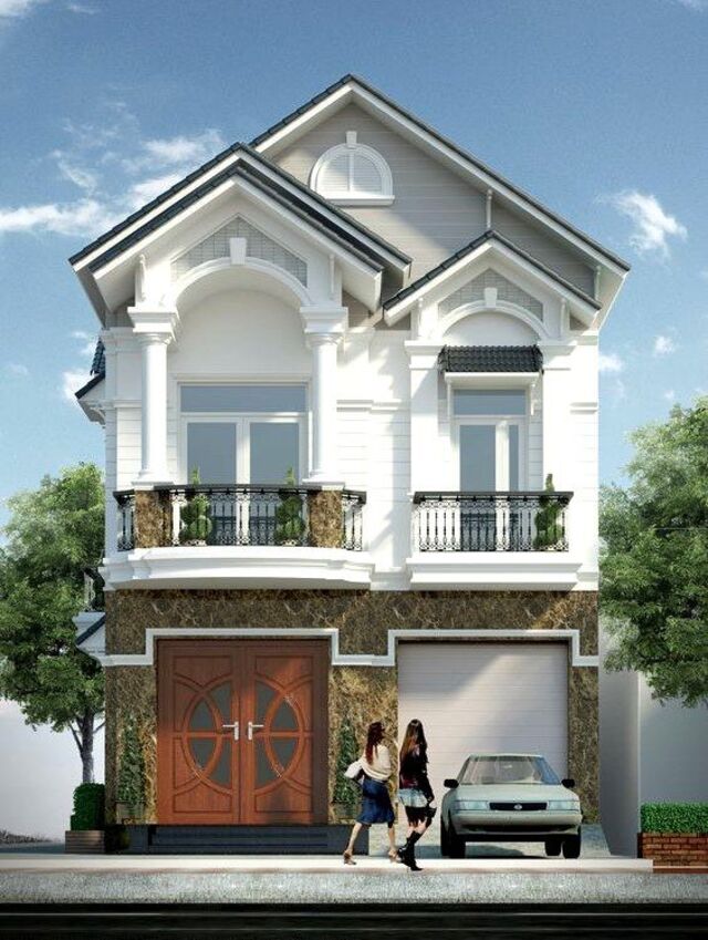mẫu nhà phố mặt tiền 8m 2 tầng mái thái 1