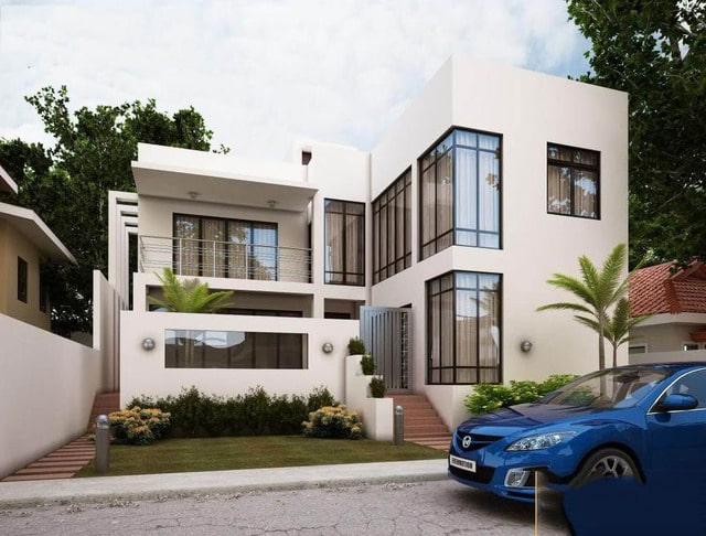 thiết kế nhà phố 2 tầng mặt tiền 7m 4
