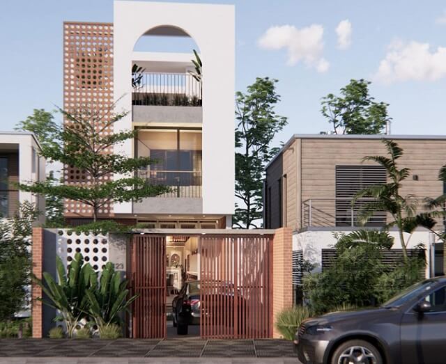 Nhà phố với thiết kế 3 tầng mặt tiền 6m hiện đại