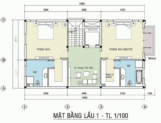 Thiết kế lầu 1 nhà phố mặt tiền ngang 7m