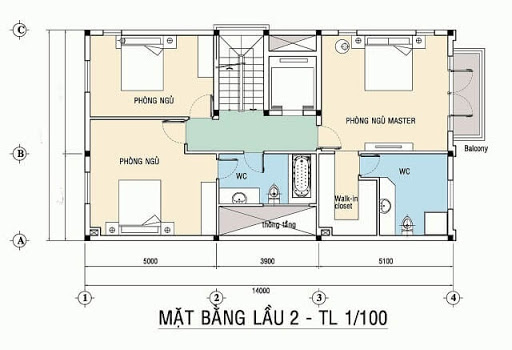 Thiết kế mặt bằng tại lầu 2