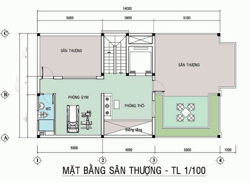 Mẫu thiết kế lầu 3 dành cho nhà có mặt tiền diện tích 7m