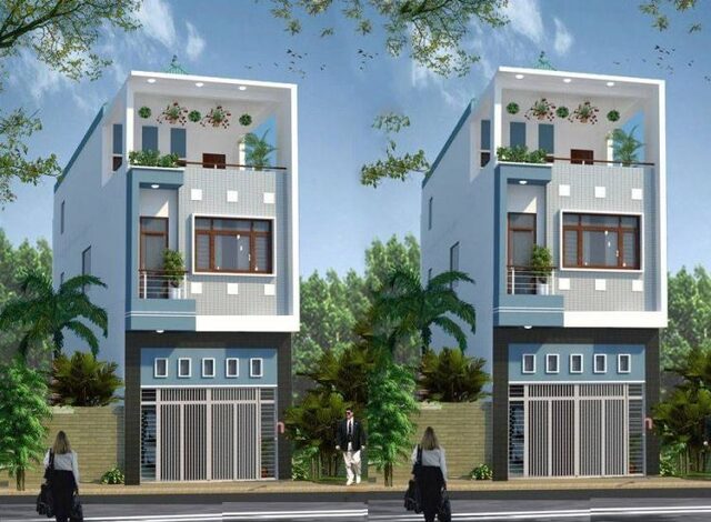 mẫu nhà 3 tầng có gác lửng 1