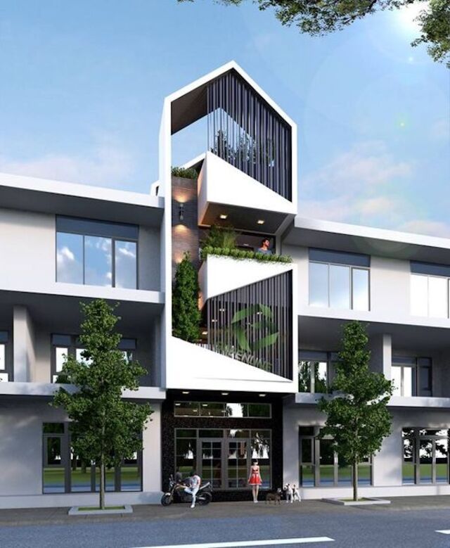 mẫu nhà 3 tầng có gác lửng 7