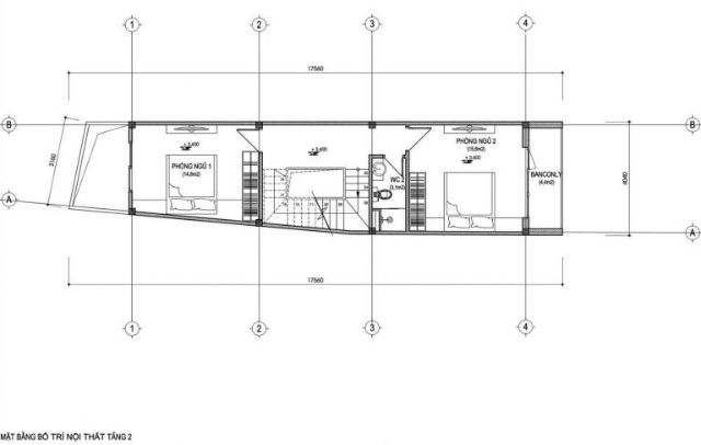 Mặt bằng tầng 2 nhà 30m2 xây 3 tầng