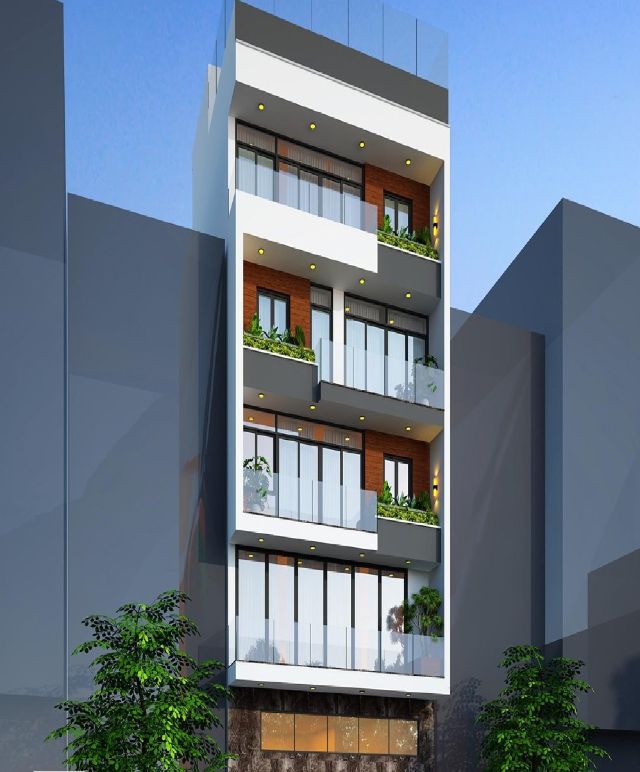 Mẫu thiết kế nhà phố 5 tầng mặt tiền 8m hiện đại, thoáng mát tại Hải Phòng