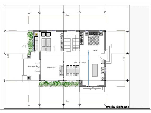 thiết kế nhà mặt tiền 9m 14