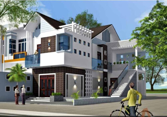 Nhà mái lệch 2 tầng 1