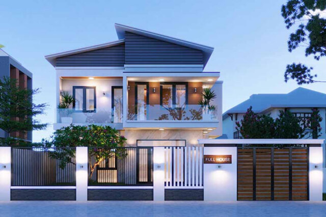 Nhà mái lệch 2 tầng 6