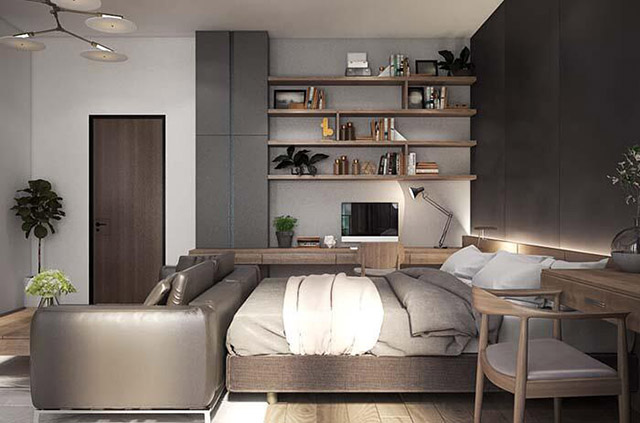 Thiết kế phòng ngủ vợ chồng nhà phố 3 tầng 4x16m 2