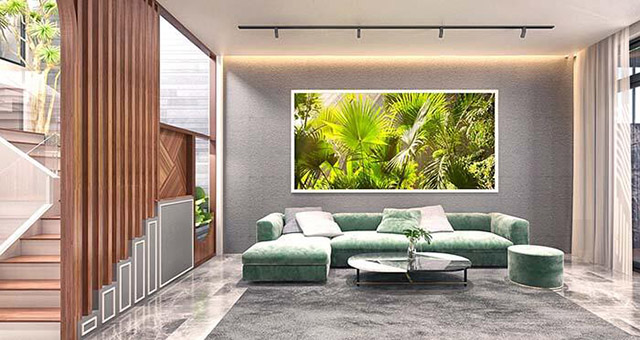 Thiết kế nội thất phòng khách nhà phố 3 tầng 4x16m 2
