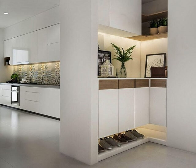 Không gian để giày mới lạ nhưng lại vô cùng tiện nghi.