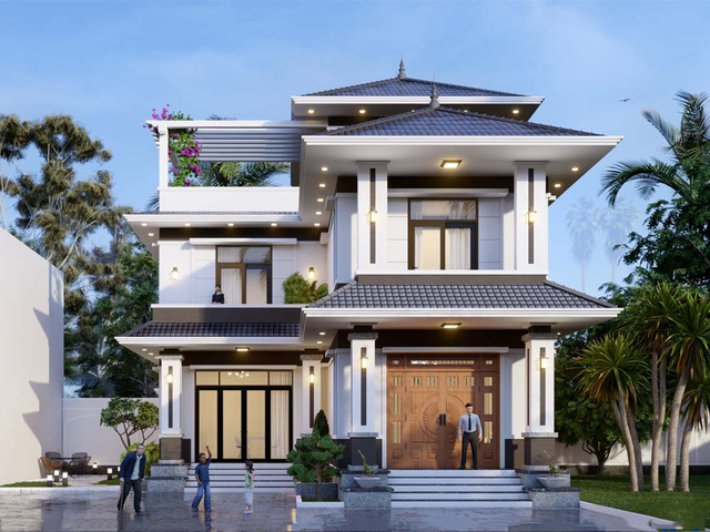 Mẫu thiết biệt thự mái nhật đẹp
