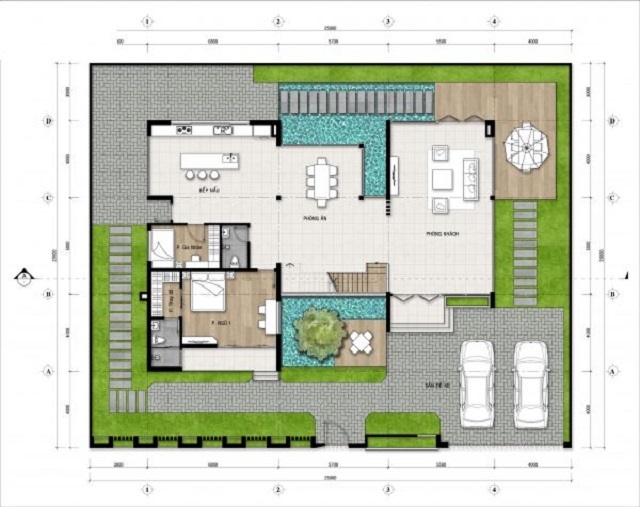 Thiết kế biệt thự tại Hà Giang 25x20m bản vẽ tầng 2