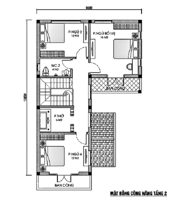 Bản vẽ 2D mô phỏng mẫu thiết kế nhà