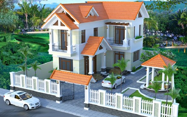 thiết kế biệt thự tại Hà Giang chữ L 9x13m mặt tiền-2