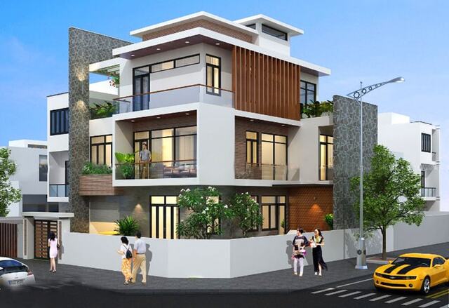 Thiết kế biệt thự 3 tầng 2 mặt tiền 2 phòng ngủ